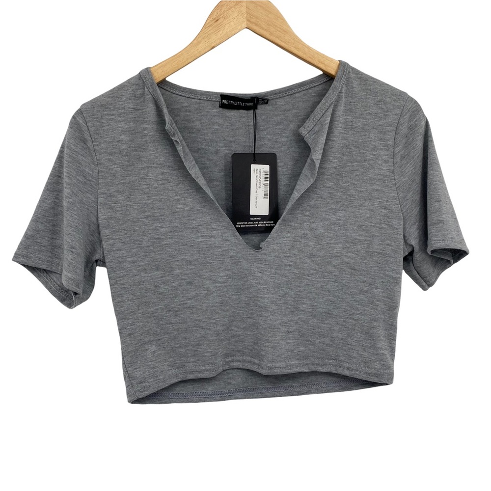 Pretty Little Thing NWT Basic Crop Top Gray